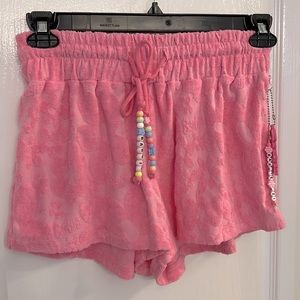 NWT Barbie x forever 21 Terry shorts with hearts